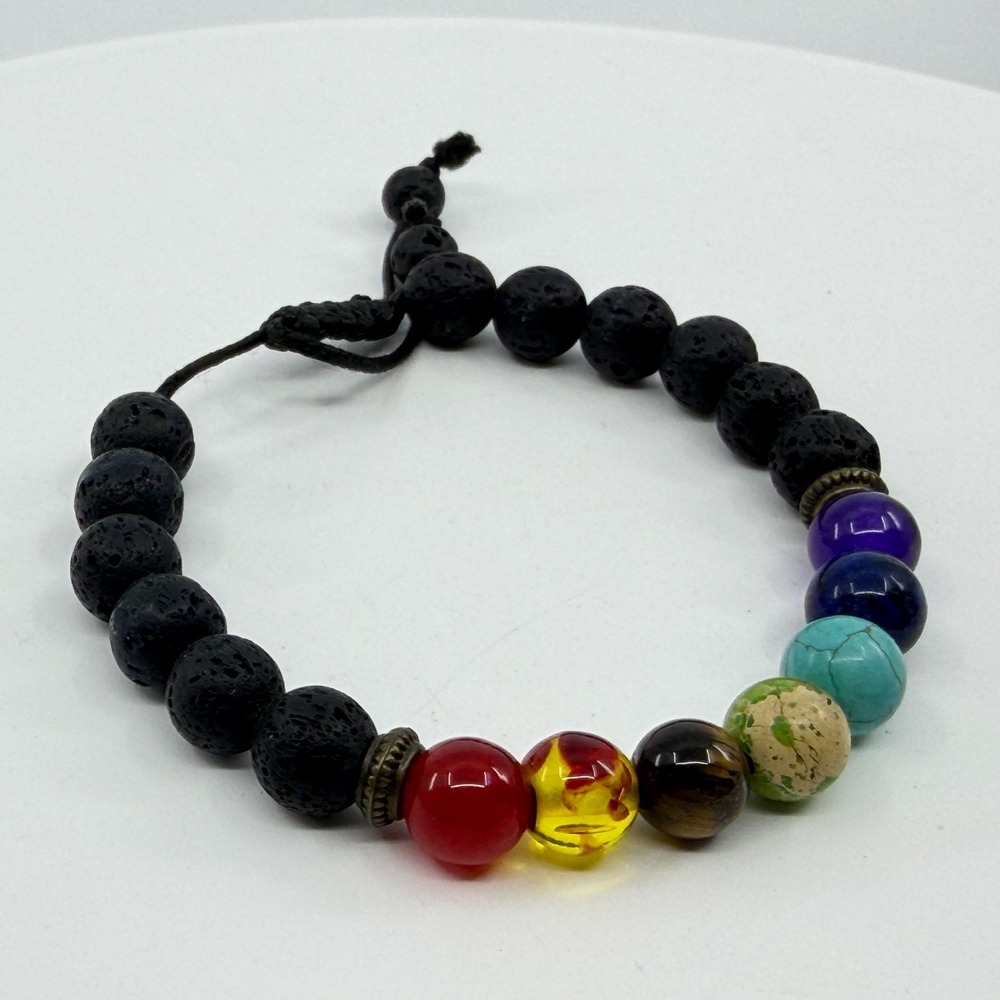 Chakra Lava Rock Beaded Bracelet Bohemian Festival Layering Gift Idea Fashion